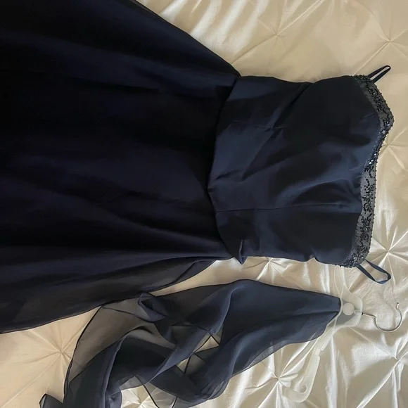 Mori Lee Navy Strapless Bridesmaid Dress - Picture 2 of 5